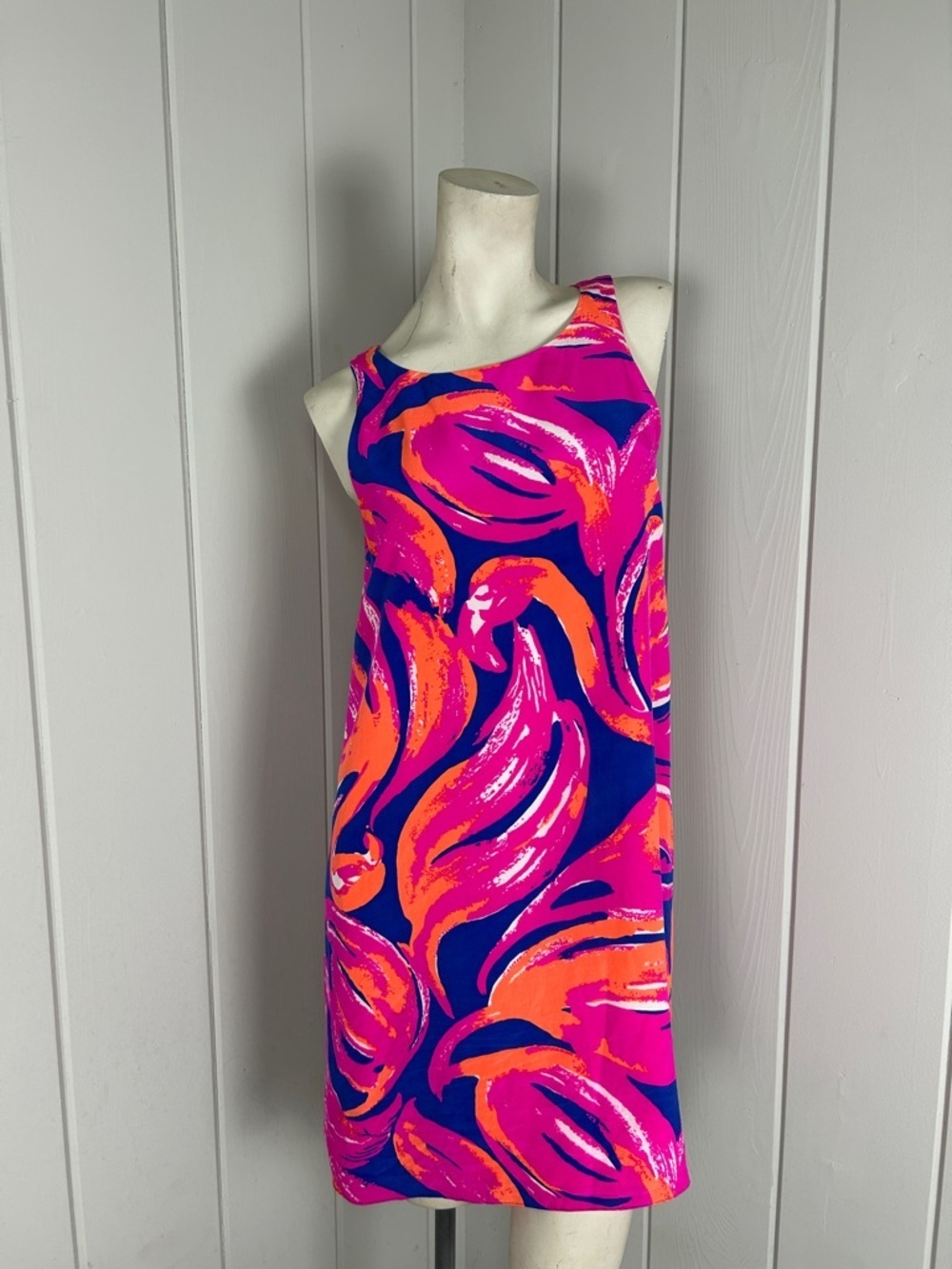 Lilly Pulitzer Plume Bloom Shift Dress Pink Blue Tropical Sleeveless Mini Size S - Picture 6 of 6